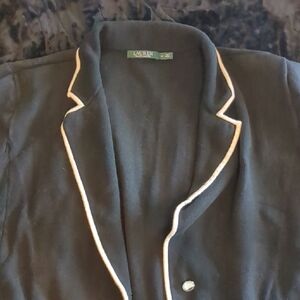 Ralph Lauren Black and White Piped Blazer